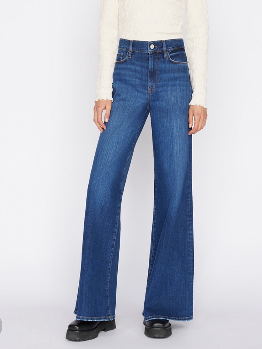 Frame Denim Blue High-Rise Wide Leg Jeans